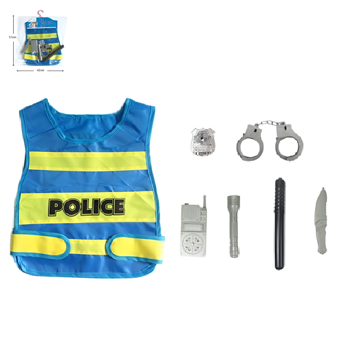 Игровой набор Полицейского детский с аксессуарами, жилетка, фонарик, наручники, рация, игрушечное оружие, FY999-34