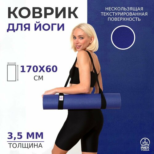 Коврик для йоги INEX, 170х60х0,35 см, цвет синий
