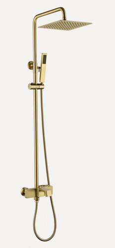 Изображение товара Душевая система Grocenberg GB7090MG, латунный корпус, золотой цвет, квадратный верхний душ