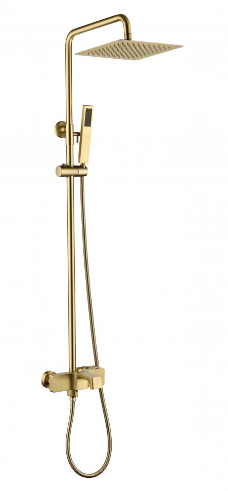 Душевая система Grocenberg GB7090MG, латунный корпус, золотой цвет, квадратный верхний душ