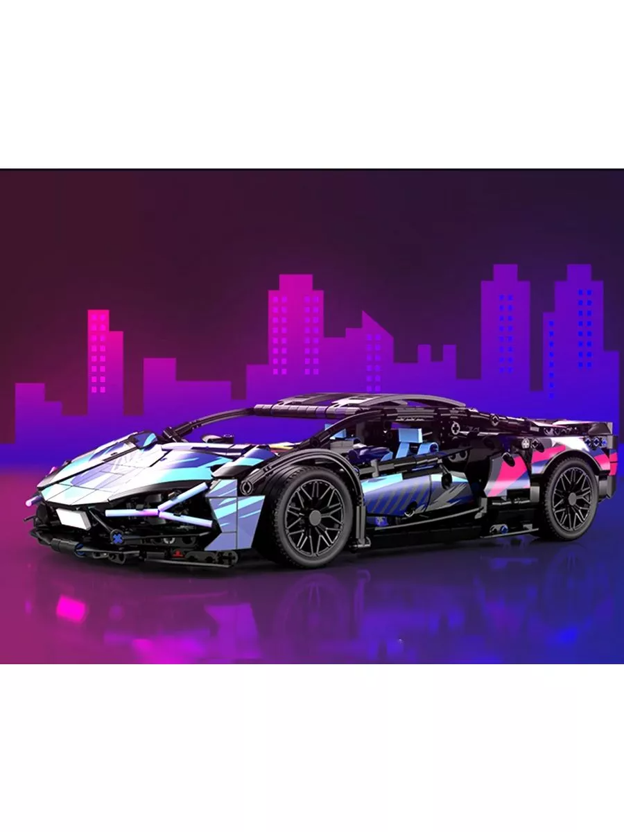 Конструктор Спорткар Lamborghini SIAN Cyberpunk / 1280 деталей / гоночная машина Киберпанк