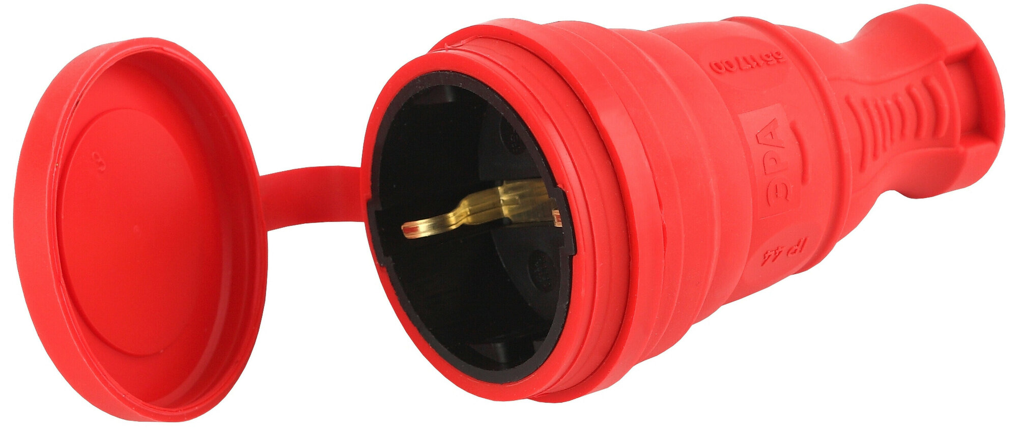 Розетка ЭРА R8-RED-IP44 каучуковая c заземлением прямая 16A IP44 красная