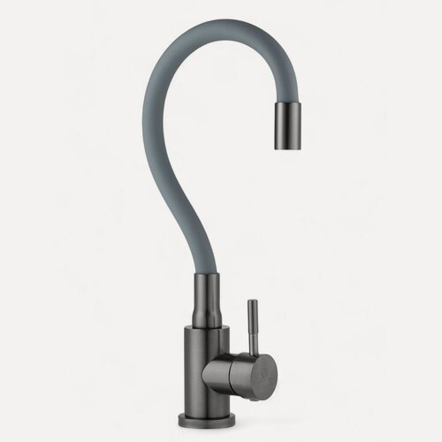 Изображение товара Смеситель для кухни графит с гибким серым изливом, Wasser Zimmer