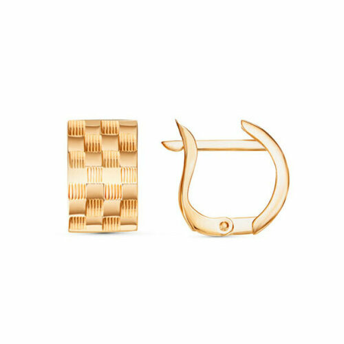 Комплект серег MG, красное золото, 585 проба, гравировка, размер 15 мм, длина 1.5 см, , красный