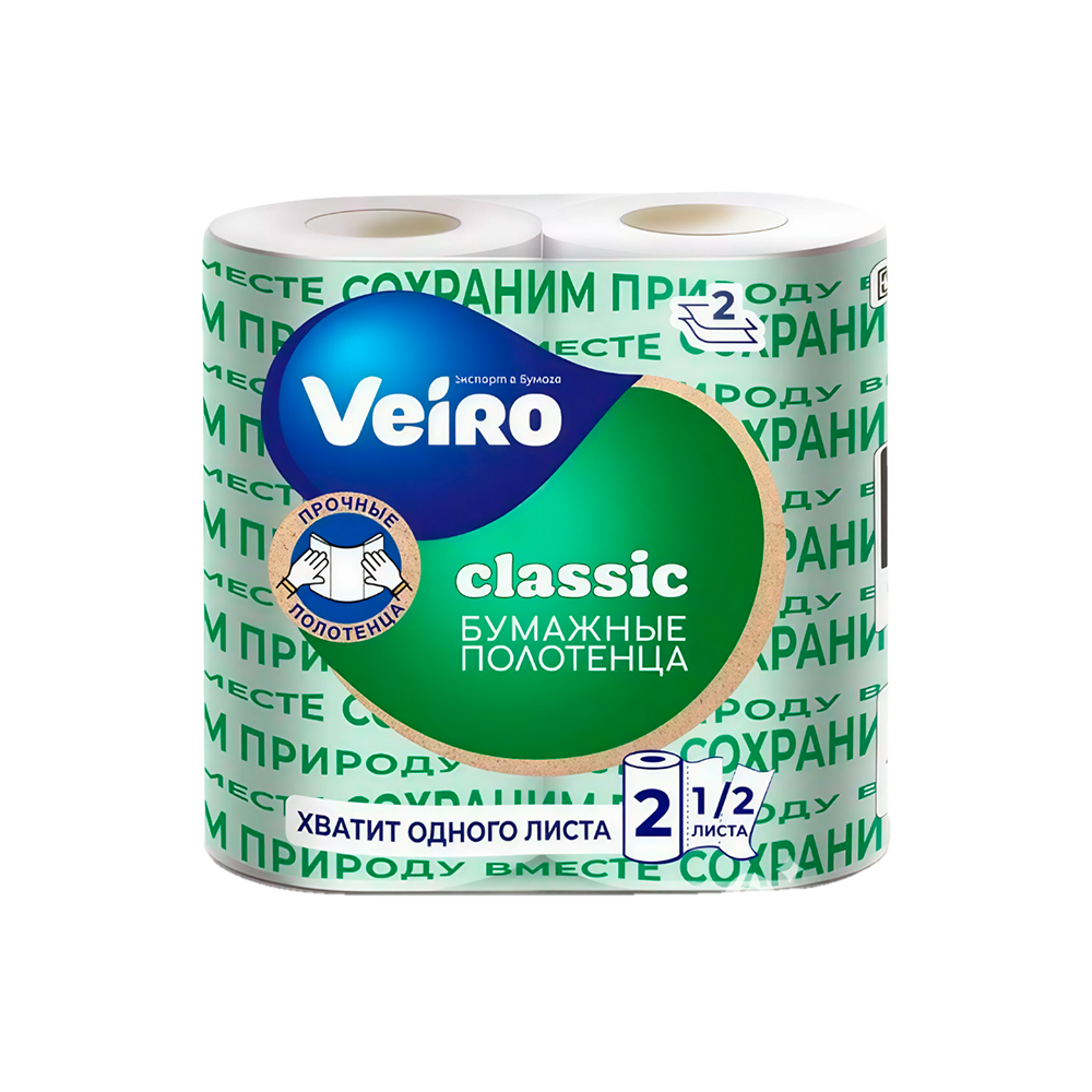 Изображение Бумажные полотенца VEIRO Classic белые, 2-слойные, 24 рулона в упаковке