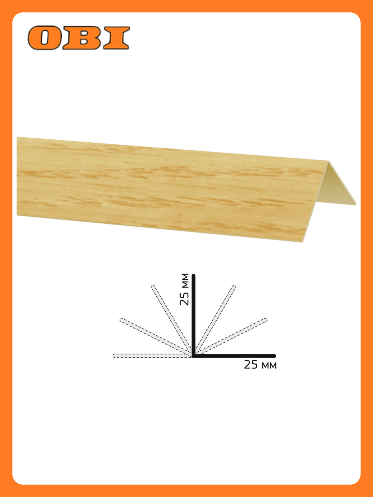 Угол Decoplast дуб натуральный 25 х 25 мм