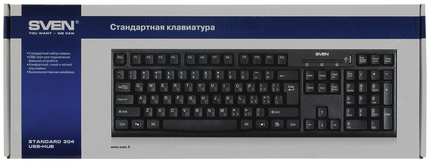 Клавиатура SVEN Standard 304, USB, черный - фотография № 12