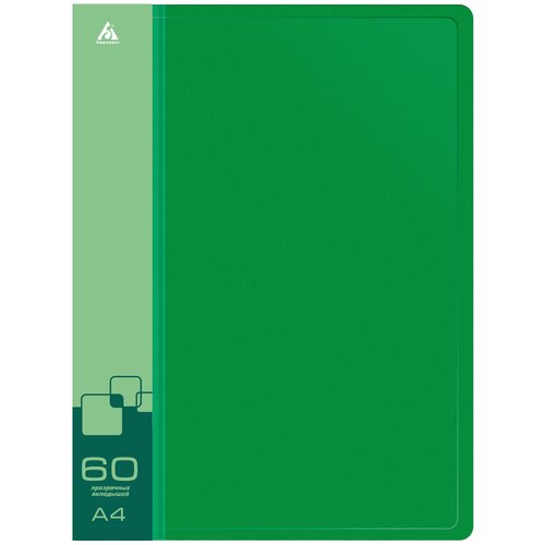 Набор из 26 штук Папка с 60 прозрачными вкладышами Бюрократ -BPV60GRN A4 пластик 0.7мм торцовый карман с бумажной вставкой зеленый