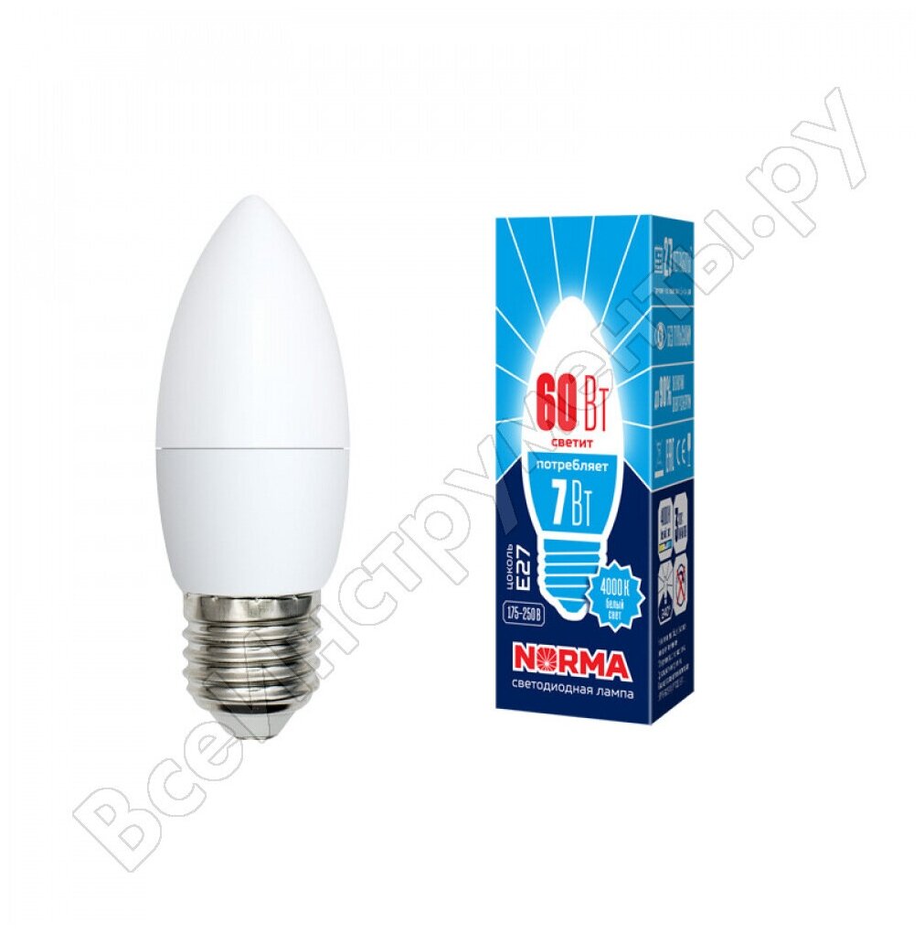 Светодиодная лампа Volpe Norma LED-C37-7W/NW/E27/FR/NR UL-00003798