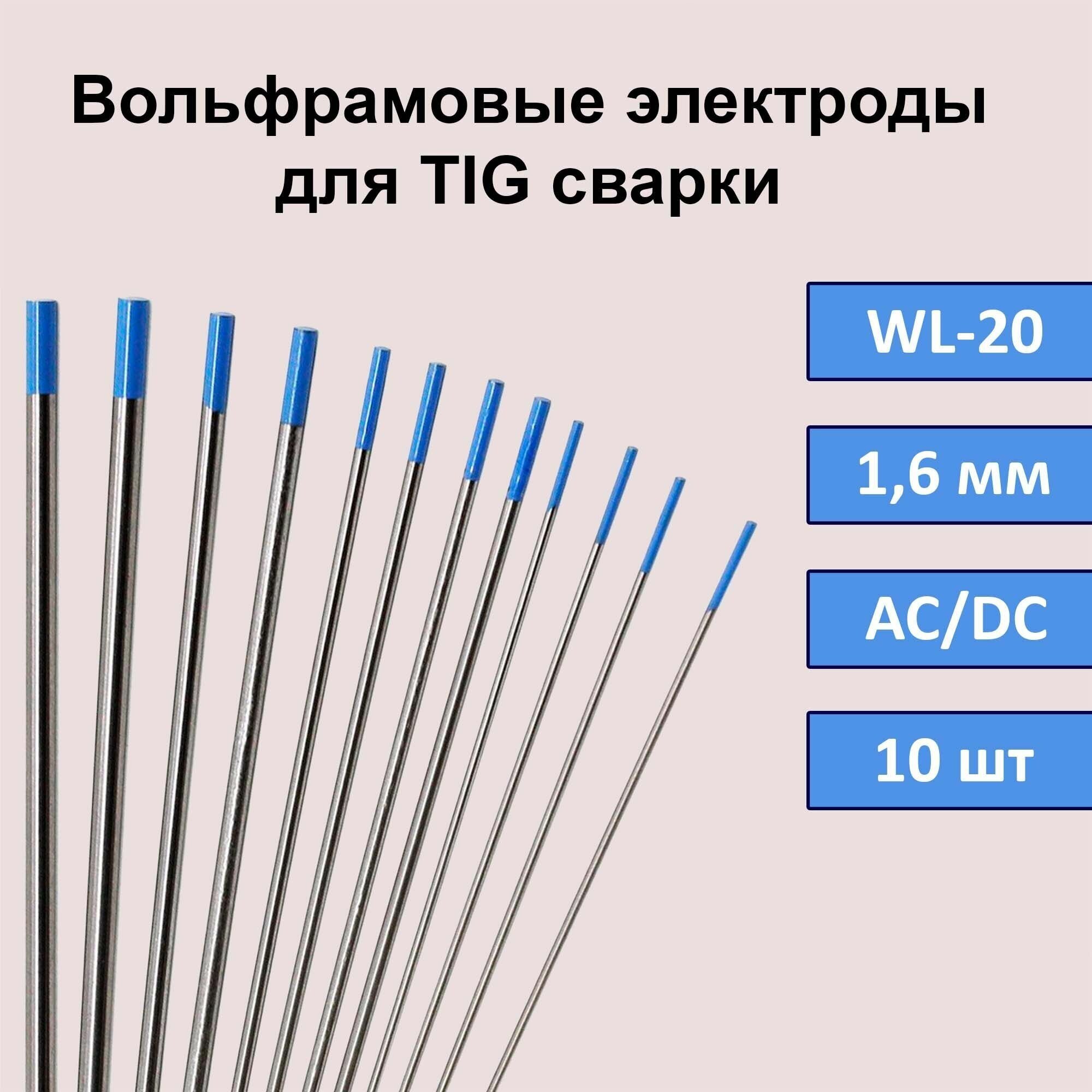 Вольфрамовые электроды для TIG сварки WL-20 40 мм 175 мм (синий) (5шт)