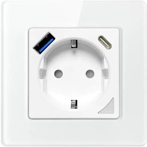 Умная розетка WiFi 16А встраиваемая с USB и Type-C - работает с Яндекс Алисой