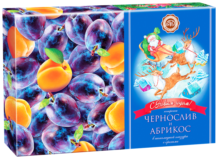 Конфеты Чернослив и абрикос в шоколадной глазури с орехами 220г набор - фотография № 5