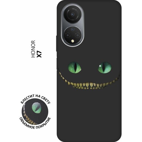 Матовый Soft Touch силиконовый чехол на Honor X7, Хонор Х7 с 3D принтом Cheshire Cat черный матовый soft touch силиконовый чехол на honor 8 pro хонор 8 про с 3d принтом cheshire cat черный