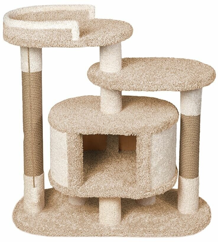 Игровой комплекс для кошек, когтеточка с домиком "Лежанка" капучино - фотография № 12