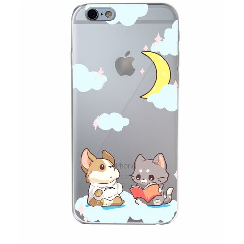 Силиконовый чехол Mcover для Apple iPhone 6 с рисунком Кот и собака при луне силиконовый чехол mcover для realme c11 с рисунком кот и собака при луне