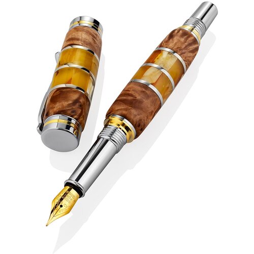 Amberholl Перьевая ручка из капа берёзы и натурального янтаря