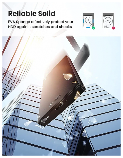 Внешний корпус для HDD SATA 2.5” UGREEN 60353 USB 3.0 To 2.5'' SATA, черный - фото №6
