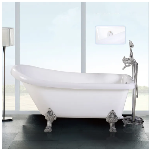 Ванна VITO 150 акриловая отдельностоящая Cerutti SPA (1550x740x750) на львиных алюминиевых хромированных лапах