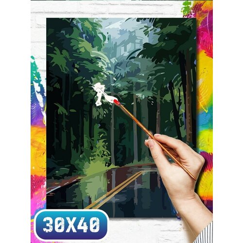 Картина по номерам на холсте пейзаж лес - 12268 30х40