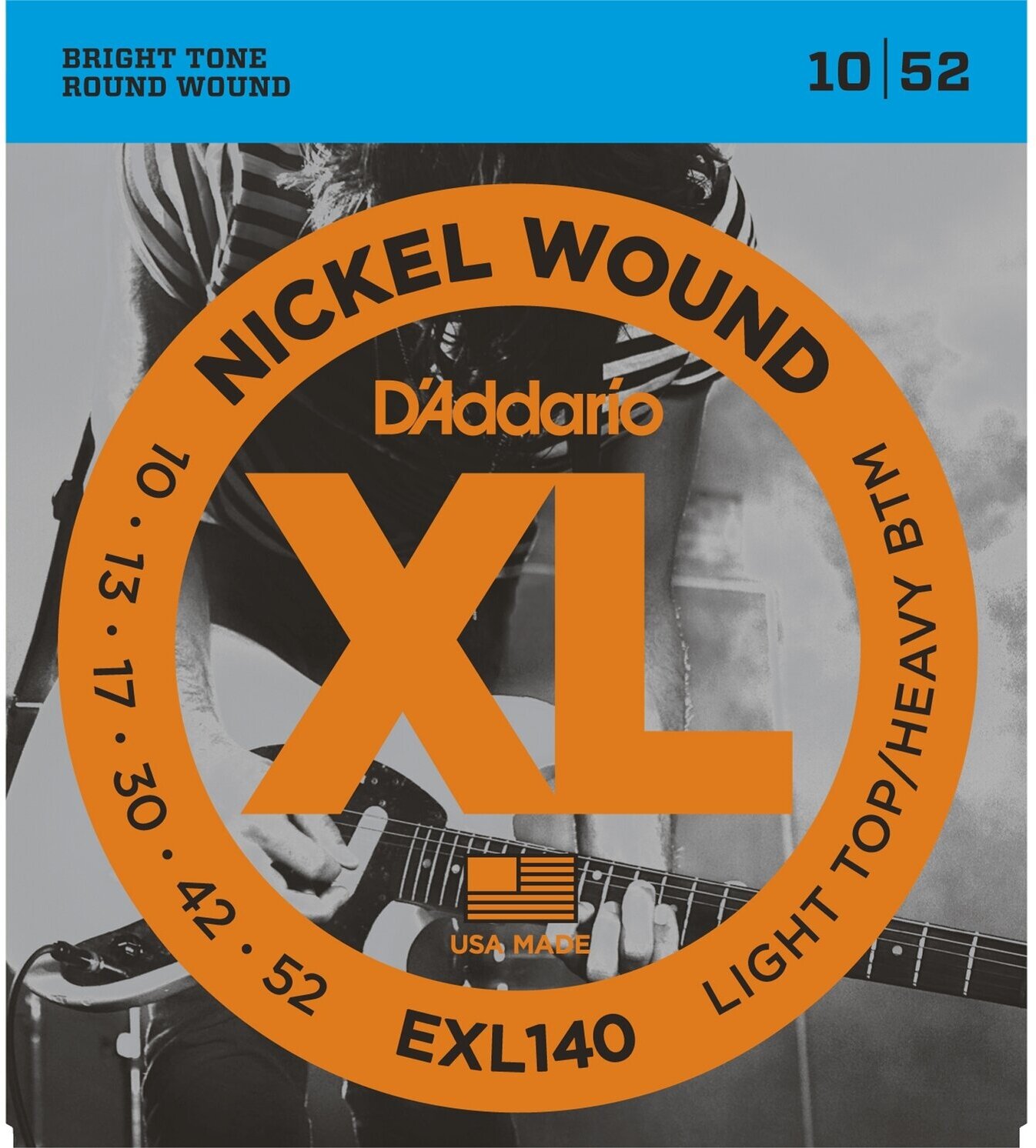 D'Addario EXL140 струны для электрогитары, Light/Heavy, никель, 10-52