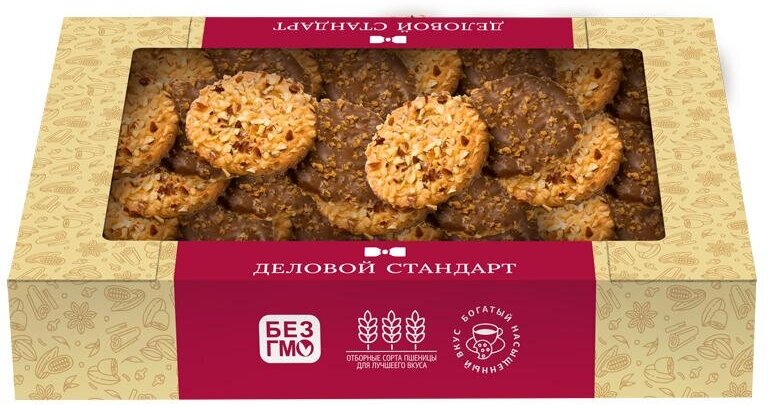 Печенье сдобное Деловой Стандарт Миндальное с шоколадом, 335г