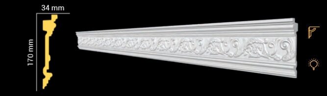 фото Плинтус потолочный Glanzepol GP-101, 1шт (длина 2м)