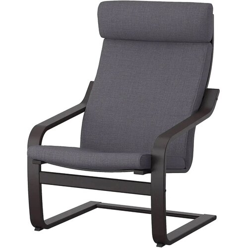 Кресло икеа поэнг ш*г*в 68*82*100 см обивка: шифтебу темно-серый, каркас: черно-коричневый шпон