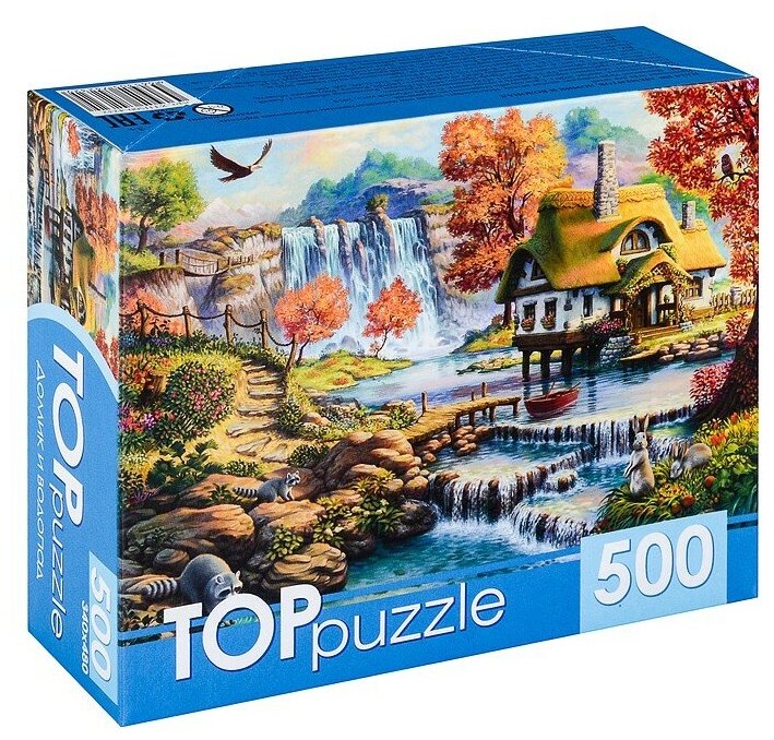TOPpuzzle-500 "Домик и водопад" (ХТП500-4232) Рыжий кот - фото №3