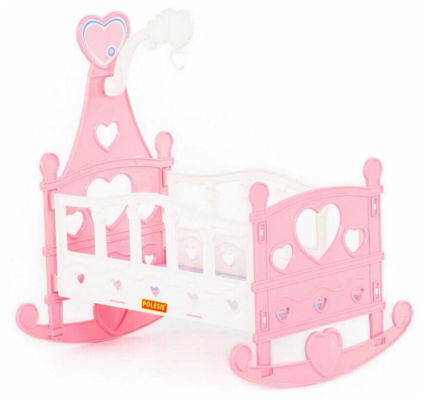 Мебель для кукол Полесье Кроватка-качалка сборная для кукол №3 розовая П-62079/розовая