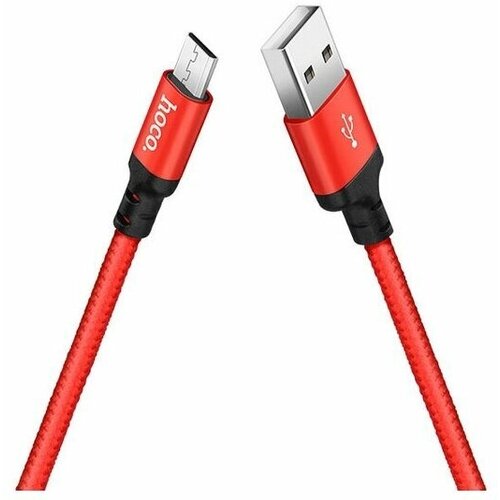 Набор из 3 штук Кабель USB 2.0 Hoco X14, AM/microBM, черно-красный, 2 м набор из 3 штук кабель usb 2 0 hoco x14 am lightning m черно красный 1 м