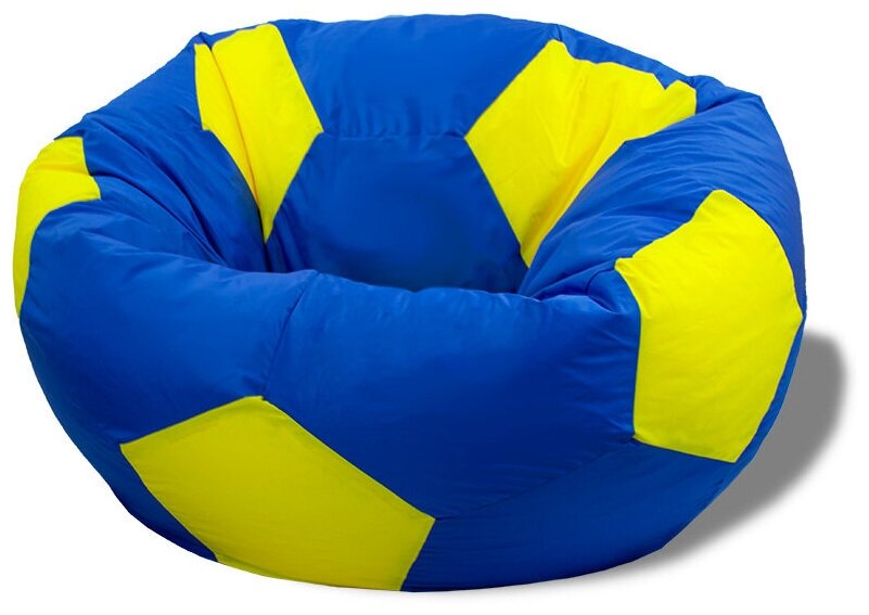 Кресло-мешок Мяч PuffMebel, ткань оксфорд, цвет лимон-синий, диаметр 110