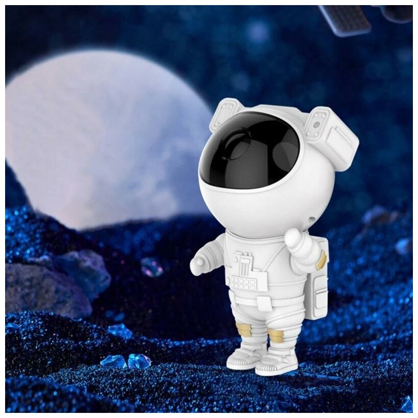 Ночник проектор звездного неба Светильник детский астронавт с пультом / космонавт / настольная лампа для новорожденных/ VITtovar белый