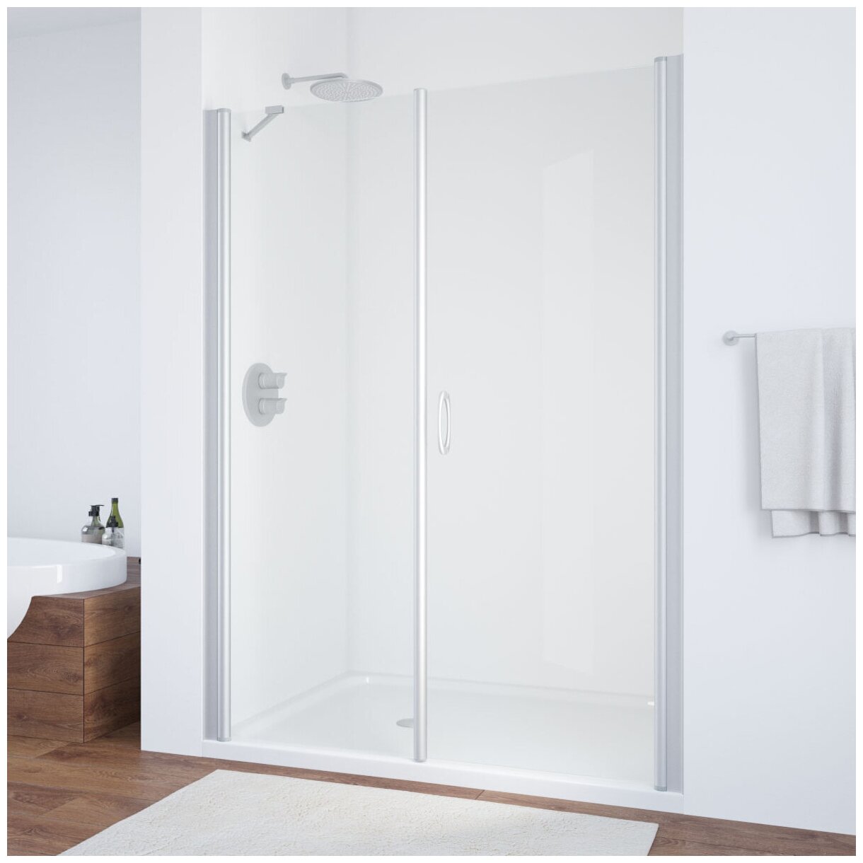 душевая дверь в нишу Vegas Glass Душевая дверь в нишу Vegas Glass EP-F-2 175 07 01 R профиль матовый хром, стекло прозрачное