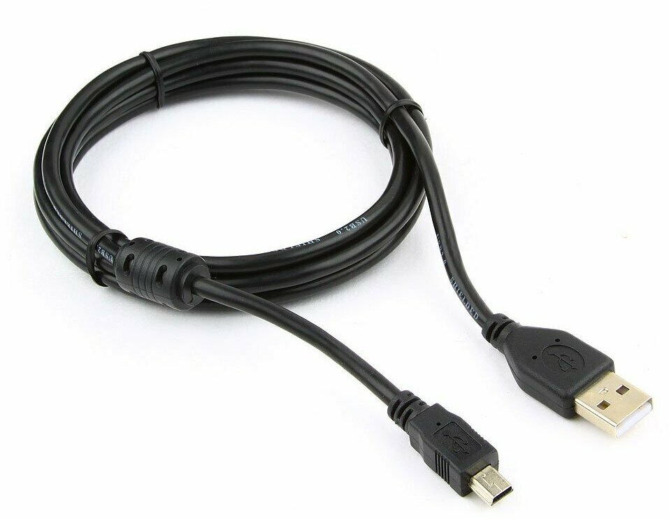 Набор из 3 штук Кабель USB 2.0 Pro Cablexpert CCF-USB2-AM5P-6, AM/miniBM 5P, 1,8 м, экран, ферритовое кольцо, черный