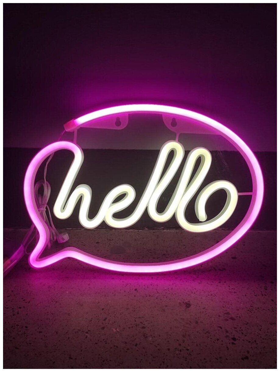 Неоновый LED светильник "HELLO привет" - фотография № 5