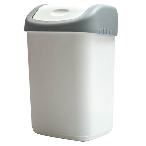 Ведро-контейнер OfficeClean для мусора, 14 литров, качающаяся крышка, пластик, серое (299881)