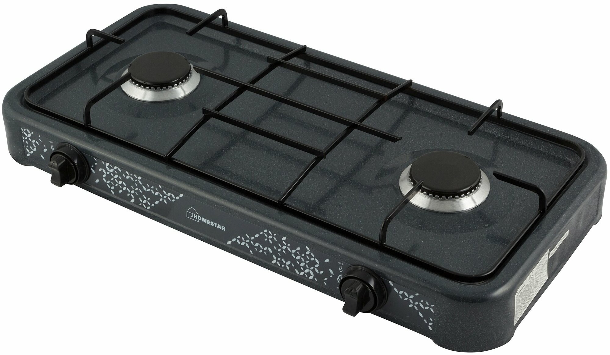 Плита настольная газовая HOMESTAR HS-1202 черный/узор (2-конф)