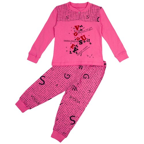 фото Пижама рид - родители и дети, брюки с манжетами, размер 110-116, розовый