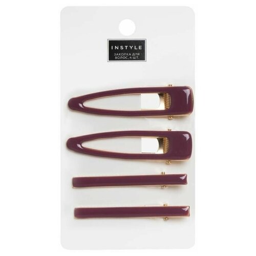 Набор заколок глянцевые 4 шт/ бордовые