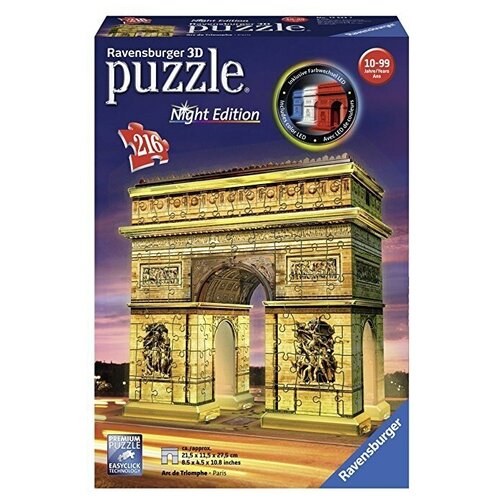 Пазл 3D Ravensburger Триумфальная арка с подсветкой, 216 элементов 125227 пазлы ravensburger 3d пазл нотр дам 216 элементов