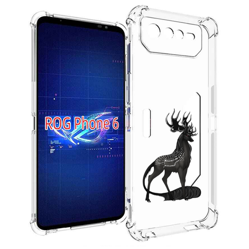 Чехол MyPads красивый-черный-олень для Asus ROG Phone 6 задняя-панель-накладка-бампер