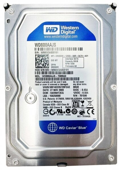 Жесткий диск Western Digital WD800AAJS 80Gb 7200 SATAII 3.5" HDD