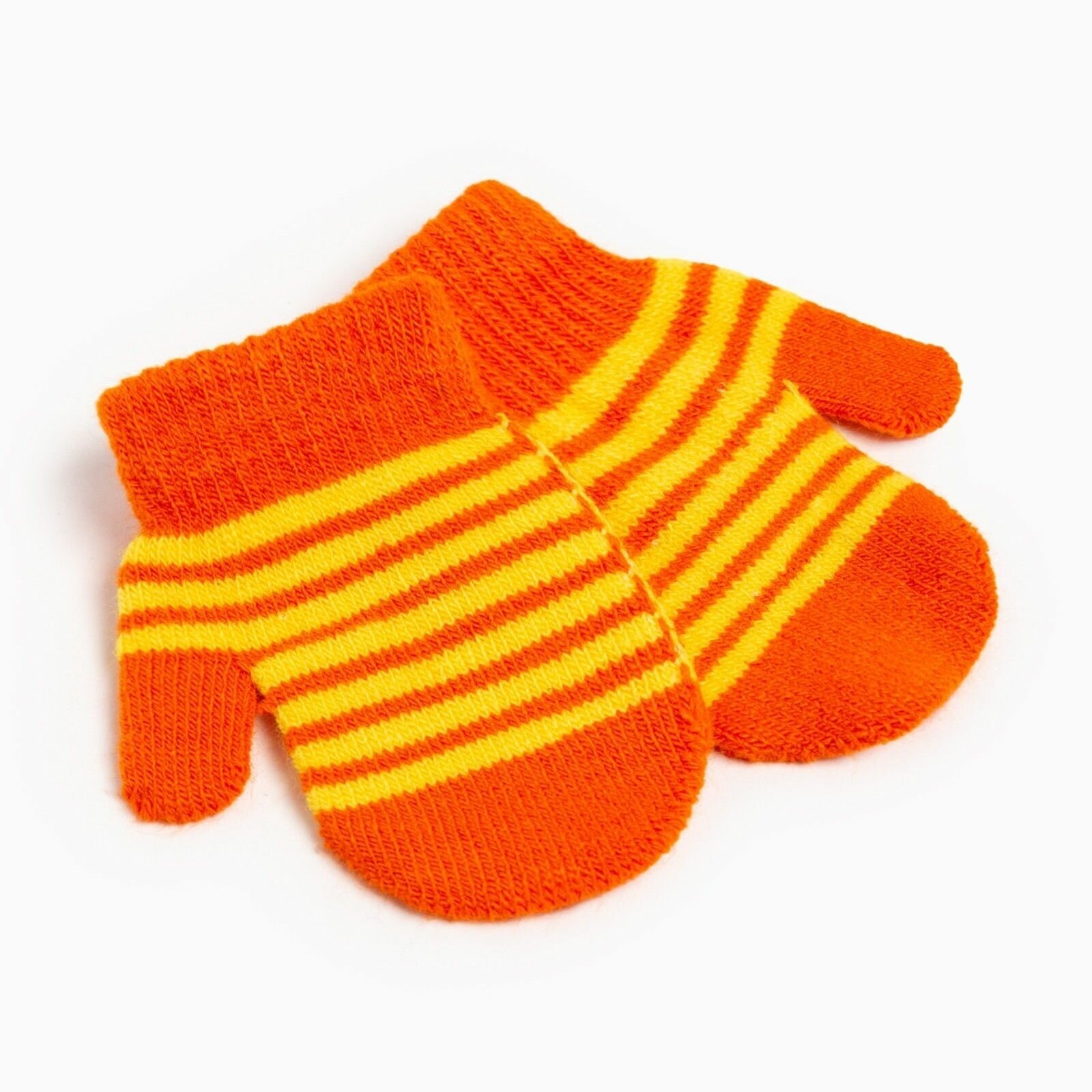 фото Варежки детские однослойные MINAKU, цв. оранжевый/жёлтый, р-р 12-14 (13-14 см)