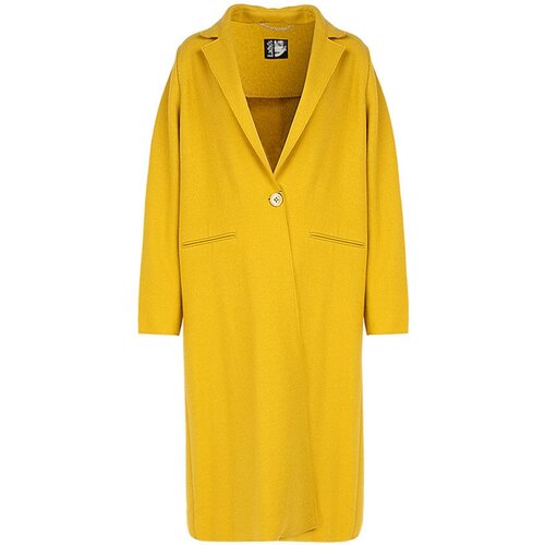 Пальто , средней длины, размер 48, желтый