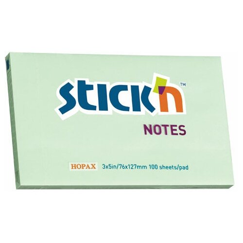 Набор из 12 штук Блок самоклеящийся бумажный Stick`n 21156 76x127мм 100 листов 70г/м2 пастель зеленый
