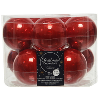 Коллекция стеклянных шаров - рождественский красный глянцевый 6 см, 10 шт, новогодние украшения