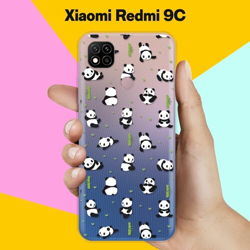 Силиконовый чехол Панды на Xiaomi Redmi 9C силиконовый чехол на xiaomi redmi 9c узор из планет для сяоми редми 9ц