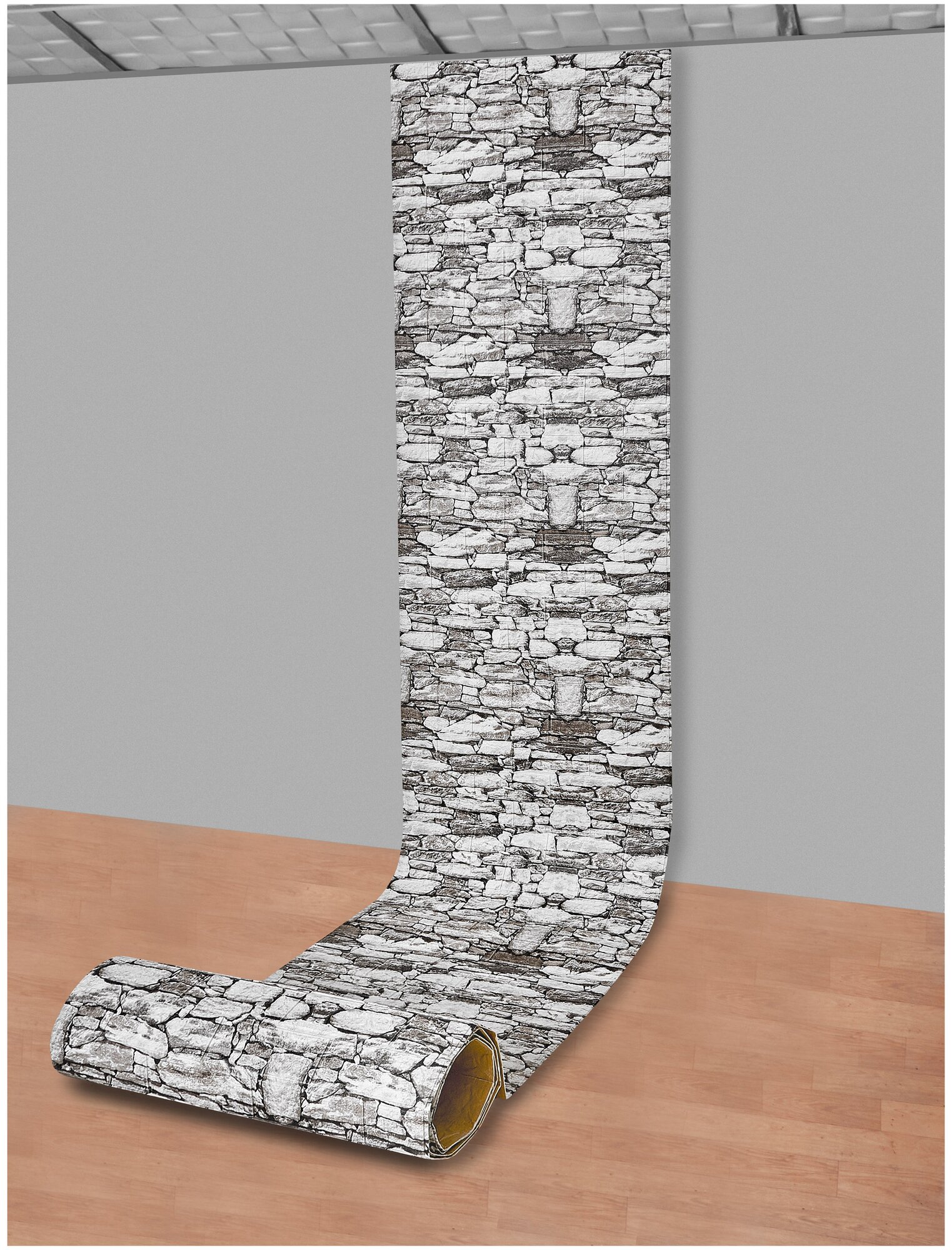 Самоклеящаяся ПВХ 3D-панель для стен в рулоне LAKO DECOR, Каменная кладка 22, 70x600см, толщина 6мм