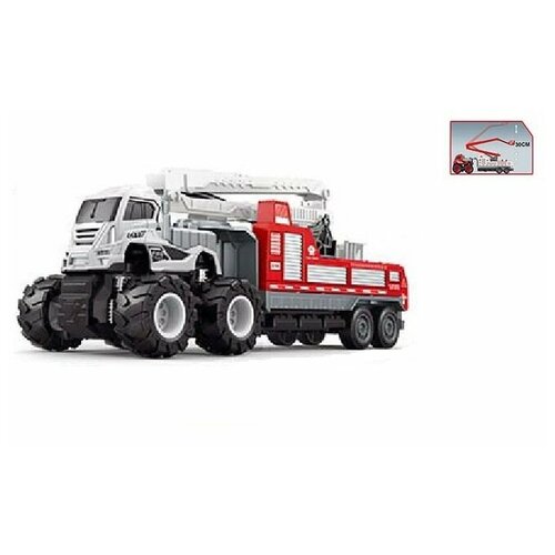Машинка пожарная металлическая тягач с выдвижной люлькой (KLX600-222) (Цвет: Белый)