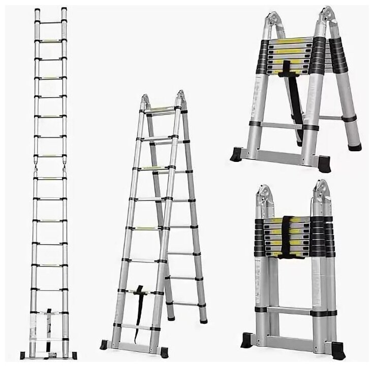 Телескопическая лестница-стремянка Talmet 1.9+1.9м TM3038